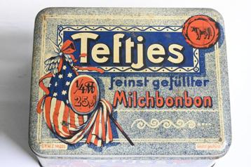 Teftjes DRWZ milch bonbon blik duitsland jaren 20-30 snoep beschikbaar voor biedingen