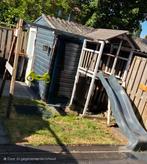 Speelhuisje met antracietgrijs glijbaan met schommel., Kinderen en Baby's, Speelgoed | Buiten | Speeltoestellen, Ophalen, Gebruikt