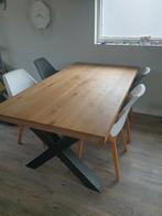 Eettafel hout met metalen onderstel 180x100, Huis en Inrichting, Tafels | Eettafels, Ophalen, Gebruikt, 200 cm of meer, 50 tot 100 cm