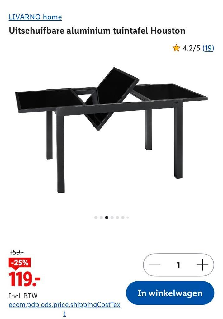 Grijze Uitschuifbare aluminium tuintafel Houston, Tuin en Terras, Tuintafels, Gebruikt, Rechthoekig, Aluminium, Ophalen