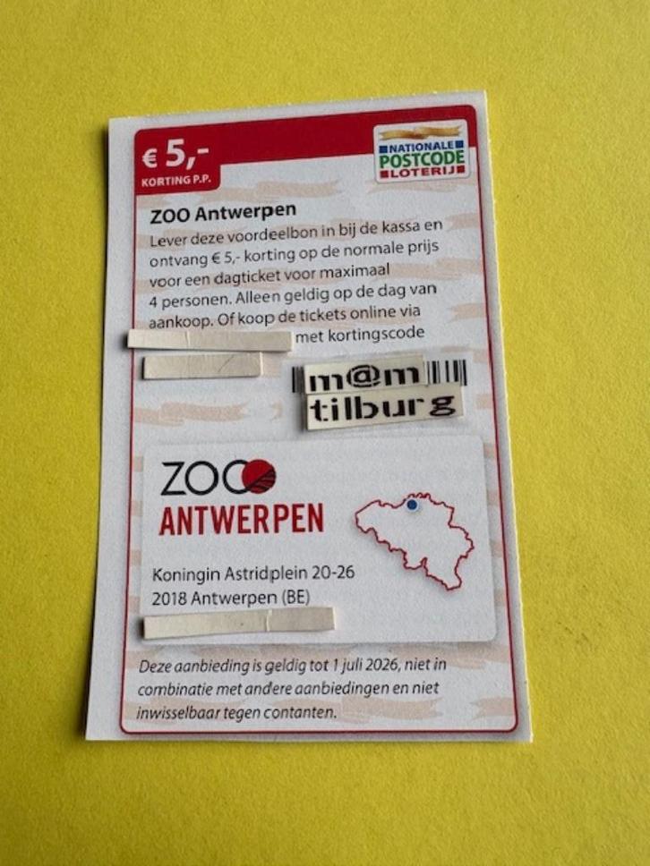 ZOO Antwerpen €5,- korting p.p., Tickets en Kaartjes, Recreatie | Dierentuinen, Drie personen of meer, Ticket of Toegangskaart