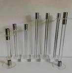 Kandelaars (7!) met RVS en perspex, Overige materialen, Gebruikt, Verzenden, Kandelaar