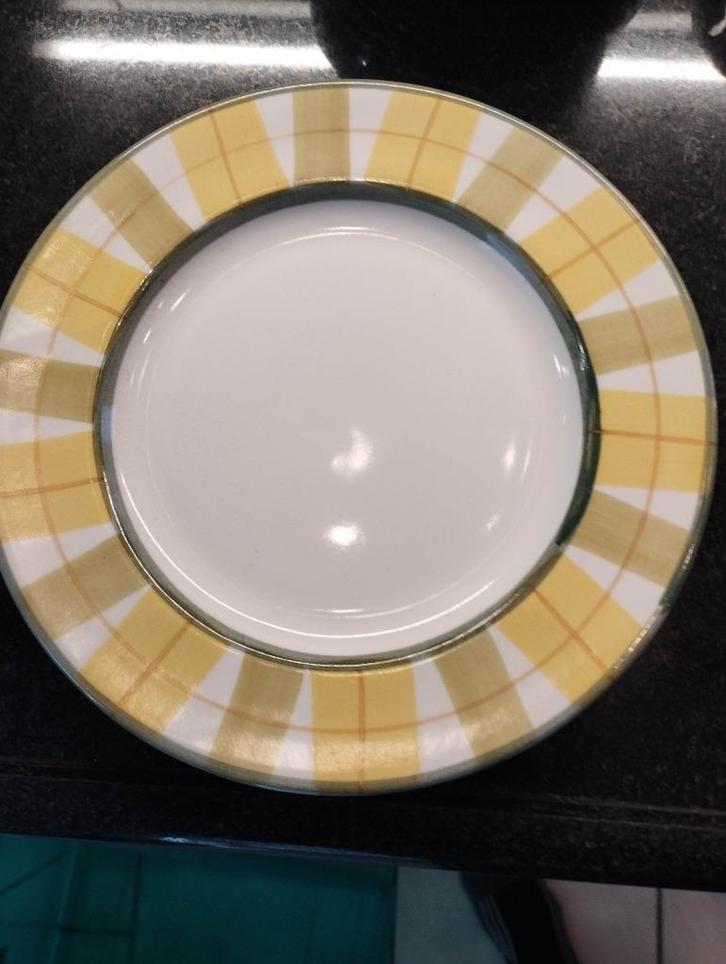 Gebak bordjes div.stylen geel/groen,- blauw/groen en Boerenb, Huis en Inrichting, Keuken | Servies, Zo goed als nieuw, Bord(en)