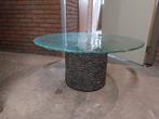 Glazen Salontafel met Stenen Sokkel - 40cm, Ophalen