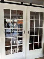 Antieke Schuifdeuren met Geslepen Glas + Soft Close, Doe-het-zelf en Verbouw, Deuren en Horren, Gebruikt, 80 tot 100 cm, Binnendeur