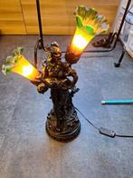 Beeld met 2 kelk lampen Art Nouveau Auguste Moreau, Antiek en Kunst, Ophalen