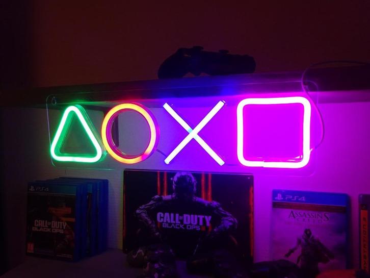 Playstation buttons, logo XL, neonverlichting, nieuwstaat, Spelcomputers en Games, Spelcomputers | Sony PlayStation Consoles | Accessoires
