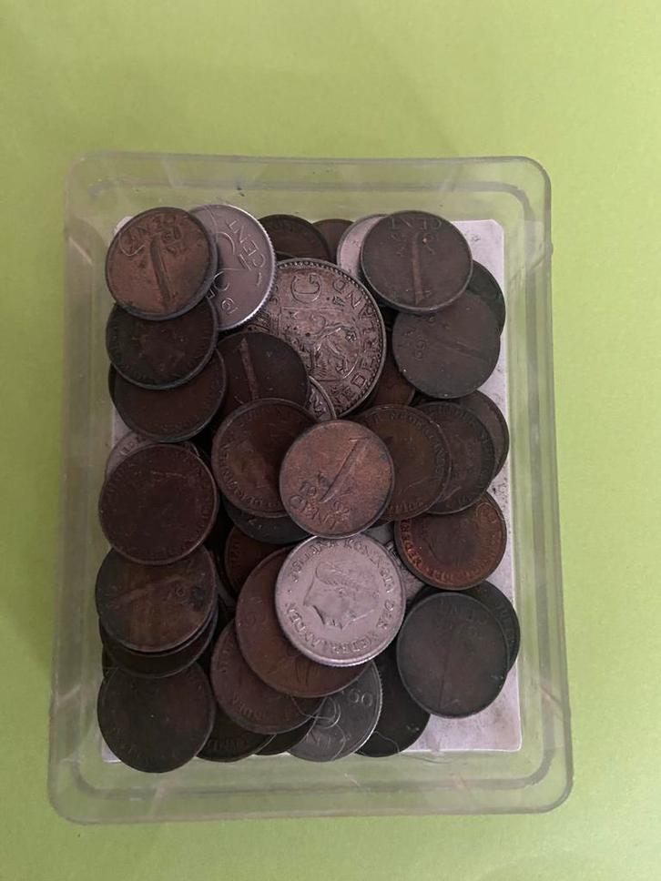 Doosje met oude munten Juliana en Wilhelmina, Postzegels en Munten, Munten | Nederland, Losse munt, 1 cent, Koningin Wilhelmina