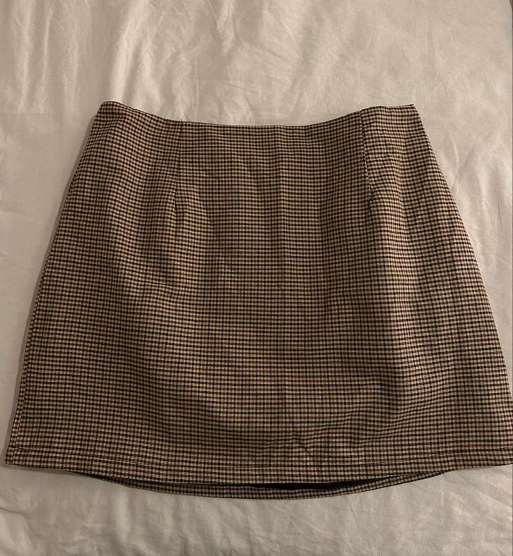 Elegante korte ruitrok rokje rok – classy herfst/winter L, Kleding | Dames, Rokken, Nieuw, Maat 42/44 (L), Bruin, Boven de knie