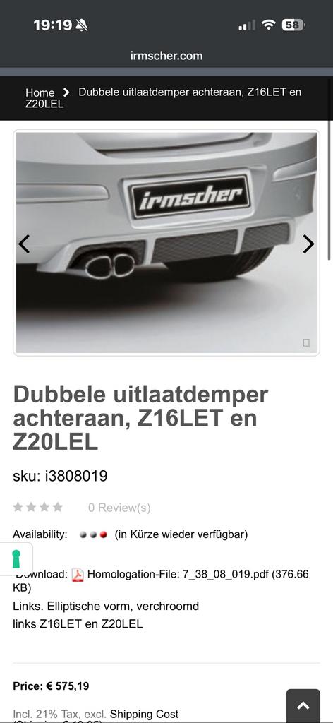 Irmscher sport demper opel corsa c, Ophalen of Verzenden, Opel