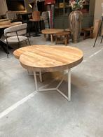 Salontafel Set Elmwood Wit Metaal - 70 & 50 cm, Rond, Nieuw, Metaal, Minder dan 50 cm