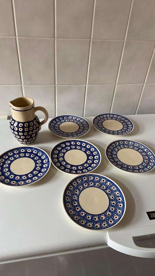 Bunzlau ontbijt bordjes en Bunzlau kan, Huis en Inrichting, Keuken | Servies, Zo goed als nieuw, Bord(en), Overige stijlen, Keramiek