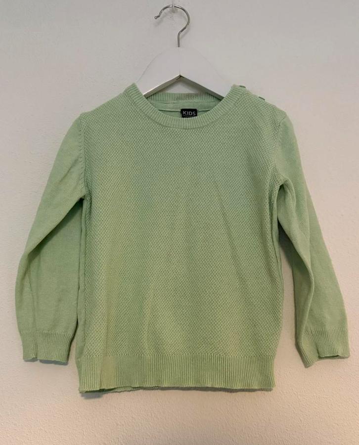 Wibra lichtgroene wafel trui sweater dun trui 98 104, Kinderen en Baby's, Kinderkleding | Maat 98, Zo goed als nieuw, Jongen of Meisje