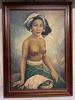 Schilderij dame bali naakt, Antiek en Kunst, Ophalen of Verzenden