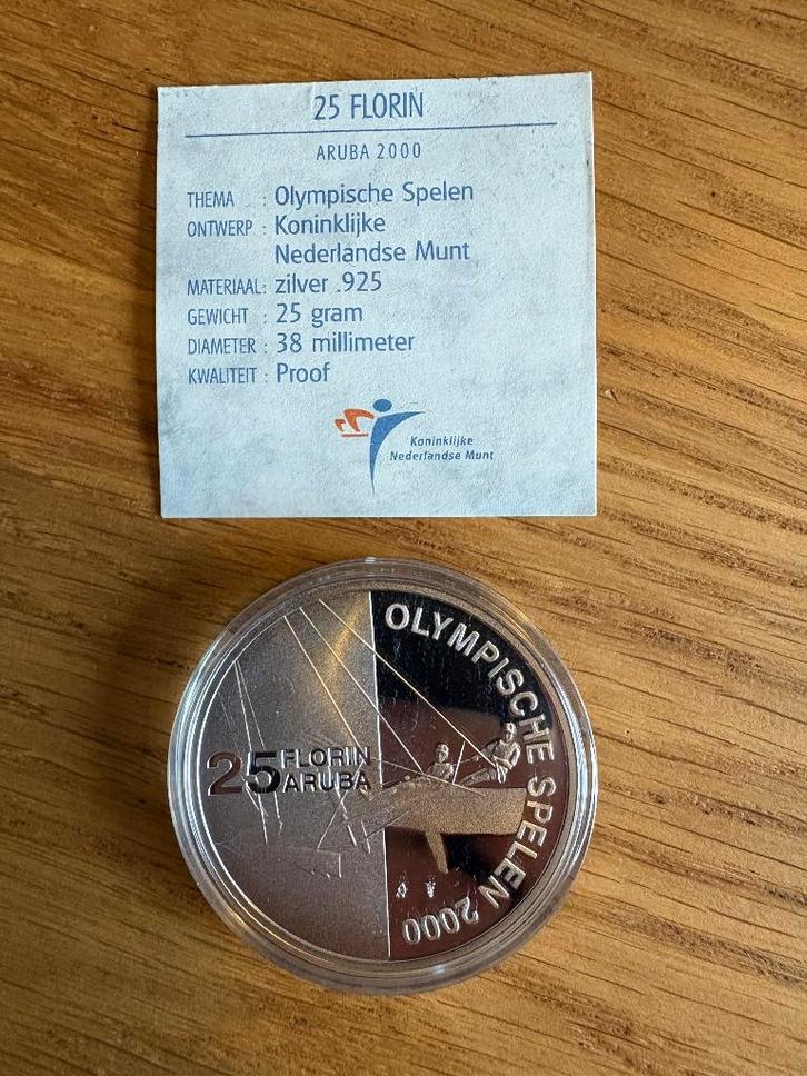 25 florin Aruba Olympische spelen 2000  proof zilver, Postzegels en Munten, Munten | Nederland, Overige waardes, Koningin Beatrix