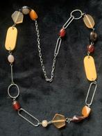 Artistieke ketting met edelstenen, Kunststof, Gebruikt, Geel, Ophalen of Verzenden
