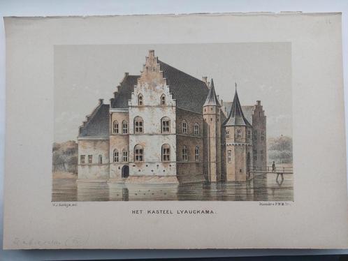 12 / Lyauckama State  - Liaukama State Sexbierum Litho 1854, Antiek en Kunst, Kunst | Litho's en Zeefdrukken, Ophalen of Verzenden