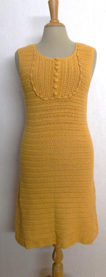 Boho geel gehaakt/knitwear katoenen jurkje! M beschikbaar voor biedingen