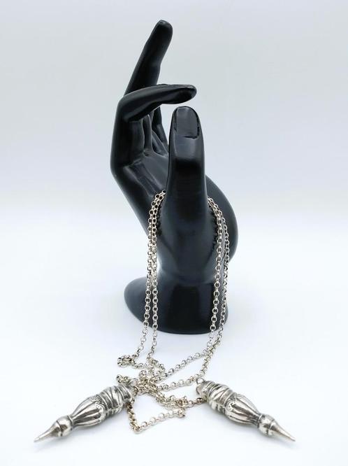 Zilveren jasseronketting met breipendoppen, Niekerk., Sieraden, Tassen en Uiterlijk, Antieke sieraden, Ketting, Zilver, Verzenden