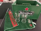 Heineken dienkrat met 10 glazen en handdoek - collectorsitem, Verzamelen, Ophalen, Zo goed als nieuw, Glas of Glazen, Heineken