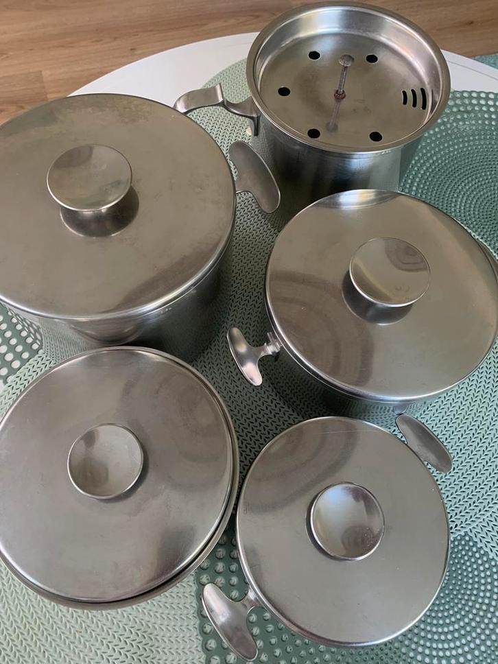 Vintage Gero Zilmeta pannenset :Dick Simonis jaren ’60, Huis en Inrichting, Keuken | Potten en Pannen, Zo goed als nieuw, Pannenset