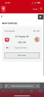 3 kaarten twente psv vrouwen voor de verkeerde datum gekocht, Tickets en Kaartjes, Twee personen, Augustus