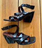 Bally Designer Sandalen - Zwart leer met hak - maat 38, Kleding | Dames, Schoenen, Zwart, Zo goed als nieuw, Sandalen of Muiltjes