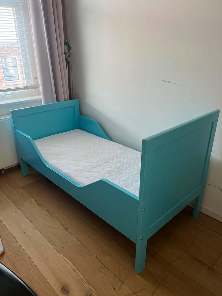 Bopita peuterbed blauw incl matras, Kinderen en Baby's, Kinderkamer | Bedden, Gebruikt, 140 tot 160 cm, 70 tot 85 cm, Matras, Ophalen