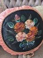 Antiek Frans kussen hand beschilderd op zijde, Antiek en Kunst, Curiosa en Brocante, Ophalen of Verzenden