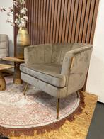 velvet fauteuil - beige fauteuil - velours fauteuil champagn, Ophalen, Gebruikt, Minder dan 75 cm, Stof