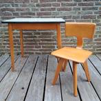 Vintage 70s hout stoel tafel kleuterschool, Ophalen, Gebruikt, Tafel(s) en Stoel(en)