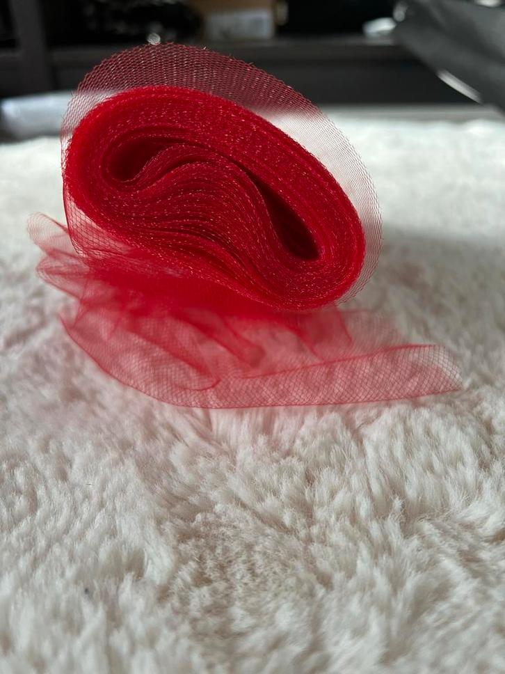 Rode en Witte Tule - DIY Projecten, Hobby en Vrije tijd, Stoffen en Lappen, Nieuw, Polyester, 30 tot 120 cm, 30 tot 200 cm, Rood