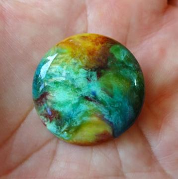 Antiek Engelse aardewerk broche: Ruskin Pottery cabochon beschikbaar voor biedingen