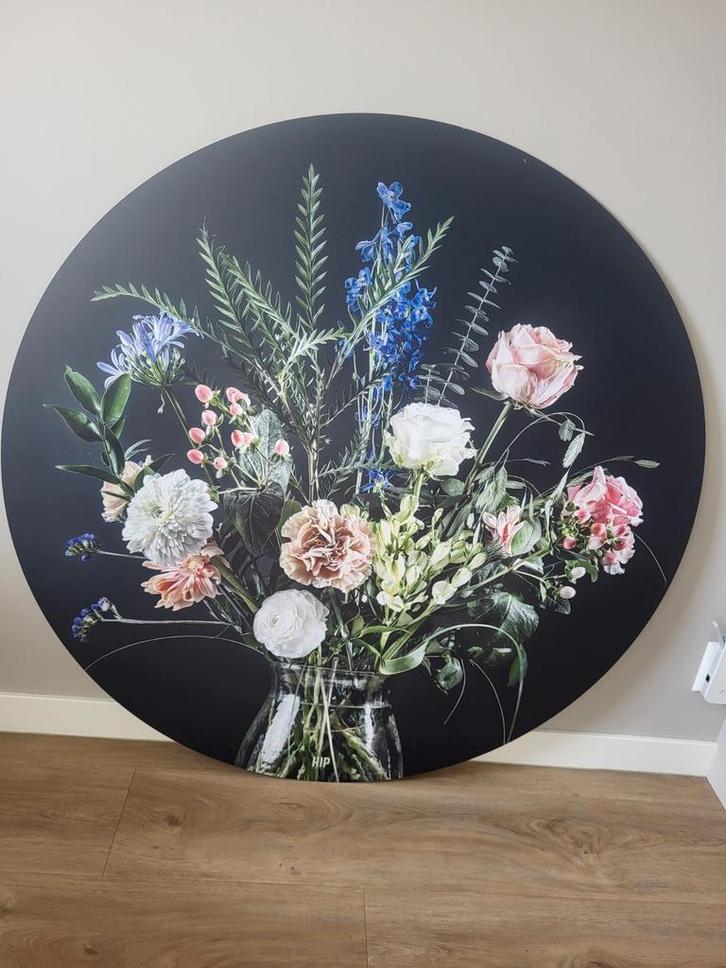 HIP Muurcirkel Bloemen - 120cm Eyecatcher!, Huis en Inrichting, Woonaccessoires | Schilderijen, Tekeningen en Foto's, Gebruikt