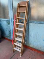 Oude houten bibliotheektrap molenaarstrap uitschuifbaar, Ophalen