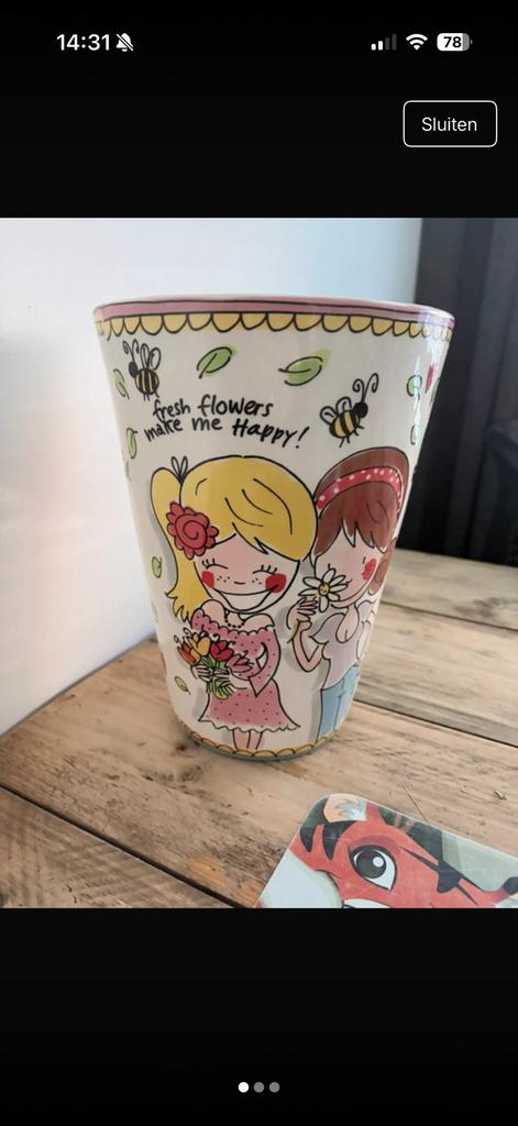 Blond amsterdam vaas, Ophalen of Verzenden, Zo goed als nieuw, Minder dan 50 cm