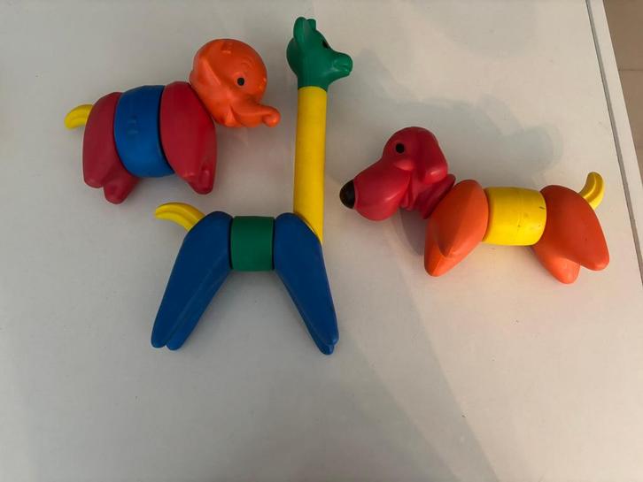 Vintage tupperware plastic stapeldieren, 3d puzzels., Kinderen en Baby's, Speelgoed | Bouwstenen, Gebruikt, Overige merken, Ophalen of Verzenden