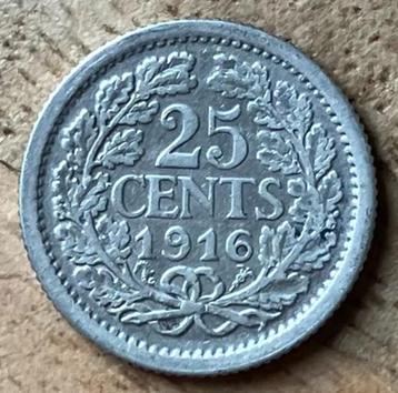 25 cent 1916 Wilhelmina beschikbaar voor biedingen