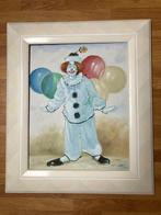 T. Sutton;  Olieverf op doek, clown,  houten lijst., Ophalen of Verzenden