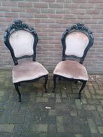 Brocante stoelen  2 stuks, Huis en Inrichting, Ophalen, Gebruikt, Zwart, Twee