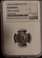Koningin Wilhelmina 25 cent 1904  NGC, Postzegels en Munten, Munten | Nederland, Ophalen of Verzenden, Koningin Wilhelmina, 25 cent