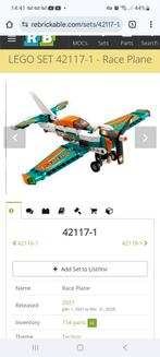 Lego Technic Race Plane 42117-1, Kinderen en Baby's, Speelgoed | Duplo en Lego, Ophalen of Verzenden, Zo goed als nieuw, Complete set