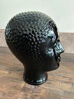 MOOI VINTAGE ZWART GLAZEN HOOFD …, Antiek en Kunst, Ophalen of Verzenden
