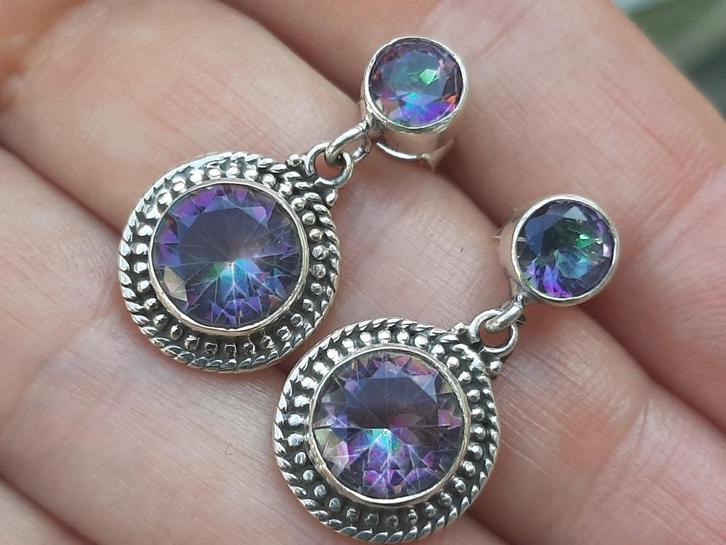 Vanoli - 925 zilveren oorbellen / oorstekers mystic topaas, Sieraden, Tassen en Uiterlijk, Oorbellen, Nieuw, Hangers, Zilver, Overige kleuren