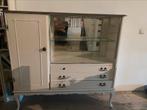 Witte brocante kast, Huis en Inrichting, Kasten | Vitrinekasten, Gebruikt, Glas, 100 tot 150 cm, Ophalen of Verzenden