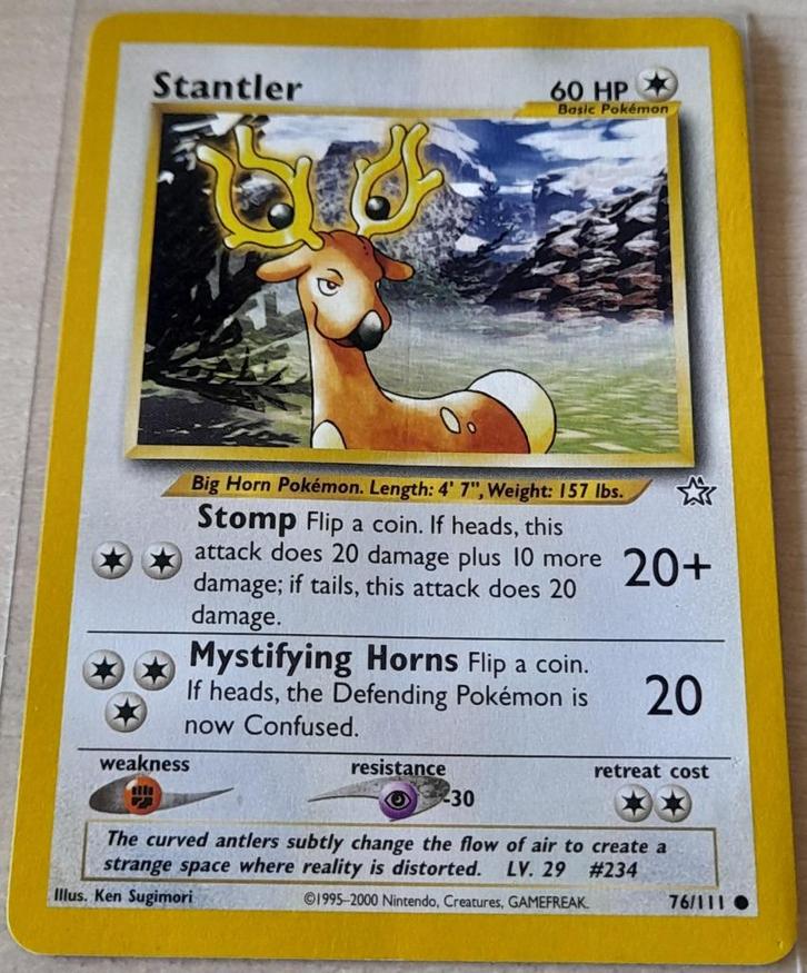 Pokémon Neo Genesis: Stantler (Boosterfresh), Hobby en Vrije tijd, Verzamelkaartspellen | Pokémon, Zo goed als nieuw, Losse kaart