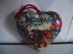 vintage Papier-maché kerst hart bloemen engeltjes 10 cm 1990, Ophalen of Verzenden, Zo goed als nieuw