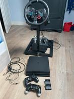 PlayStation 4 incl Logitech racestuur met pedalen, Ophalen of Verzenden, Zo goed als nieuw, Met 2 controllers, Original