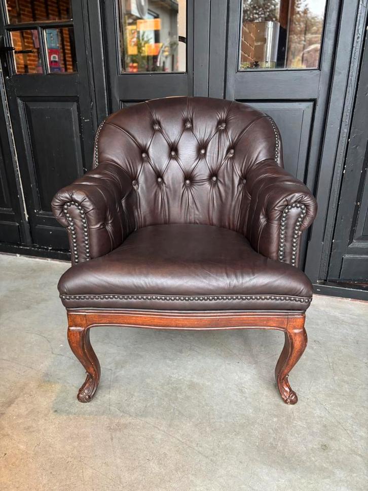 Chesterfield Barok Style fauteuil zgan, Huis en Inrichting, Fauteuils, Zo goed als nieuw, Leer, 75 tot 100 cm, 75 tot 100 cm, Ophalen of Verzenden