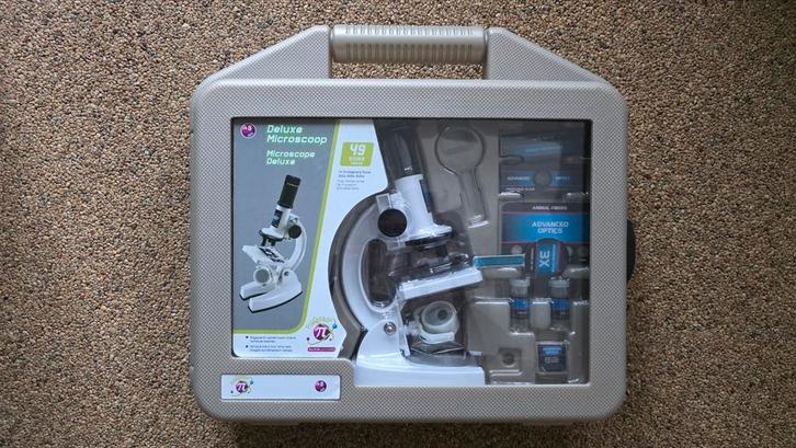 DeLuxe Microscoop set, Audio, Tv en Foto, Optische apparatuur | Microscopen, Zo goed als nieuw, Biologische microscoop, 1000x of meer
